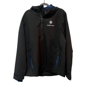 Crypto Official Merchandise Hooded Windbreaker Jacket Black Blue Men's XL